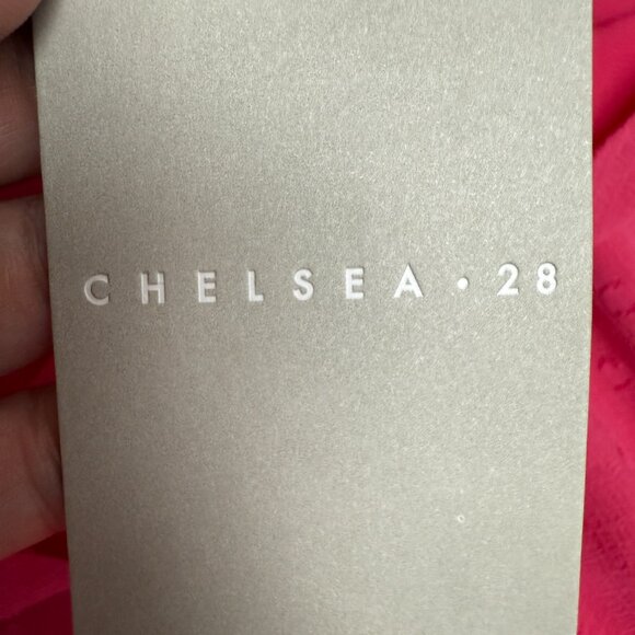 NWT Women's CHELSEA 28 Swiss Dot One-Shoulder Midi Dress "Pink Rouge" |‎ Size M - Picture 11 of 14